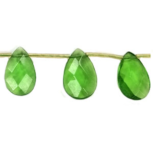 GREEN QUARTZ FACETED PEAR SD 16X25MM